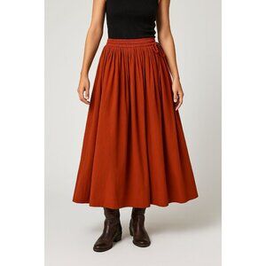 Her Style Boutique Rust Cotton Maxi Skirt Full Sweep Boho Skirt Festival Vibes O